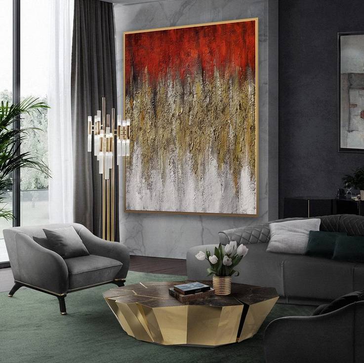 Leaf Handmade White Abstract Canvas Artwork 6GHEJ